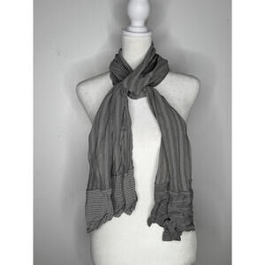 Emporio Armani Gray Striped Rayon Scarf